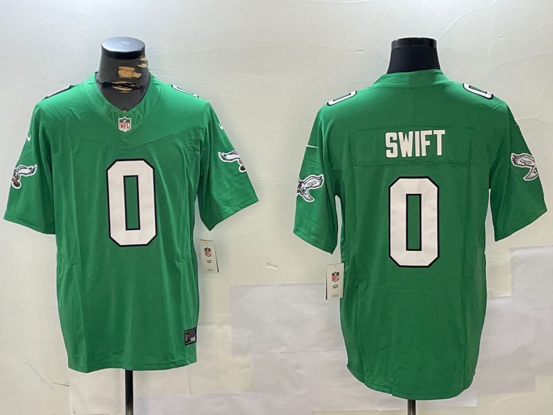 Men Philadelphia Eagles #0 Swift Green Throwback 2024 Nike Vapor Limited NFL Jersey style 1